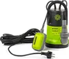 A submersible pump with its power cord and float switch, presented on a white background. Náhled obrázku produktu