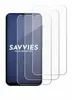 Three transparent screen protectors are arranged in front of a smartphone. Produktbild-Vorschau