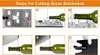 A collage of six images showing the steps to cut a glass bottle using a glass cutter. Produktbild-Vorschau