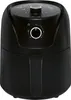A black air fryer is shown from the front on a white background. Produktbild-Vorschau