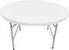 A white round folding table with metal legs against a white background. Anteprima dell’immagine prodotto
