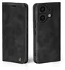 A black flip-style phone case for a Xiaomi Redmi Note 13 Pro is shown from the front and back. Produktbild-Vorschau