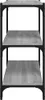 A three-shelf bookshelf made of wood-look material and black metal. Produktbild-Vorschau