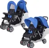 vidaXL Poussette tandem acier bleu et noir Voir les images du produit 10
