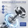 A close-up illustration of a vacuum cleaner motor with surrounding informational text and graphics. Voir les images du produit