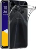 A transparent phone case is shown on a black ASUS smartphone. Produktbild-Vorschau