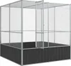 A large, empty aviary cage with a silver metal frame and black base. Náhled obrázku produktu