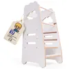 A white learning tower for children with a tag attached. Náhled obrázku produktu