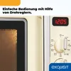 A close-up view of a cream-colored retro microwave oven, showing its control panel and digital display. Produktbild-Vorschau