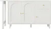 A white cabinet with two arched doors and one drawer, shown from the front. Produktbild-Vorschau