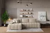A modern living room with a sectional sofa, shelves with decor, and a large map on the wall. Produktbild-Vorschau