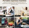 Collage of four scenes showing a portable espresso machine being used in different settings: office, home, mountaineering, and in a vehicle. Náhled obrázku produktu