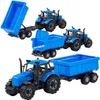 van der Meulen Spielzeugtraktor blau mit Anhänger Bauernhof Produktbild-Vorschau 1