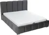 A gray upholstered bed frame with a white mattress on a white background. Náhled obrázku produktu