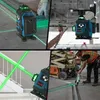 A collage of four images showing a laser level in different construction and home improvement settings. Produktbild-Vorschau