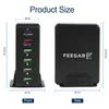 Product size chart showing dimensions of a black USB charging station. Produktbild-Vorschau
