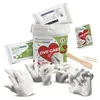 A collection of items for making hand casts, including a bucket, pouches, and finished casts. Náhled obrázku produktu