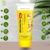 A yellow tube of cream is shown with various plant illustrations and diagrams of body parts indicating pain relief. Podgląd zdjęcia produktu