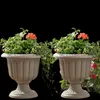 2 vasi da fiori eleganti color taupe su piedistallo – vasi Anteprima dell’immagine prodotto 1