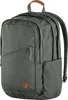 A gray backpack with a brown leather handle and a brown circular logo on the front. Produktbild-Vorschau