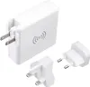 A white wireless charging power adapter with multiple plug attachments. Podgląd zdjęcia produktu