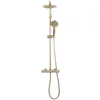 A gold-colored shower set with a thermostat and a handheld showerhead, presented against a white background. Produktbild-Vorschau