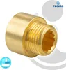 A close-up studio shot of a brass plumbing fitting against a white and gray background. Produktbild-Vorschau