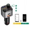 A car FM transmitter and charger with accompanying smartphone screens illustrating voice assistant integration. Podgląd zdjęcia produktu