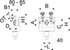 Technical drawing with dimensions of a manifold valve system. Anteprima dell’immagine prodotto