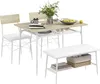 A dining set with a table, two chairs, and a bench, set against a white background. Podgląd zdjęcia produktu