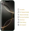 A screen protector for a smartphone is shown with feature callouts. Produktbild-Vorschau
