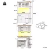 A diagram illustrating the dimensions of a multi-part cabinet or hutch, with individual measurements indicated by lines and text. Anteprima dell’immagine prodotto