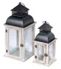 2er Set Laterne Weiß Holz Metall Kerzenhalter Windlicht Produktbild-Vorschau 1