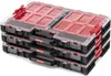 A stack of tool organizers with clear lids and red compartments. Náhled obrázku produktu