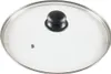 A glass pot lid with a black handle and a silver rim, shown from a top-down perspective on a white background. Produktbild-Vorschau