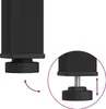 A close-up view of the adjustable foot of a black table leg, showing the screw mechanism. Produktbild-Vorschau