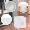 A collage of close-up shots and a main product shot of vacuum cleaner dust bags, highlighting features. Produktbild-Vorschau