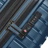 Close-up of a TSA lock and zipper on a blue suitcase. Produktbild-Vorschau