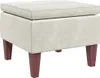 vidaXL Tabouret avec pieds en bois Crème Velours Voir les images du produit 1