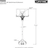Diagram of a basketball hoop with dimensions and product information. Produktbild-Vorschau