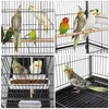 A collage of four images showing different views of a bird cage with birds inside. Produktbild-Vorschau