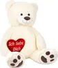 BRUBAKER XXL Teddybär 100 cm Weiß mit einem Ich Liebe Dich Produktbild-Vorschau 1