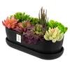 Blumentopf Keramik Schwarz Kaktenschale mit Untersetzer Produktbild-Vorschau 1