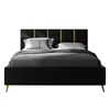 A black upholstered bed with gold accents on the headboard, shown against a white background. Produktbild-Vorschau