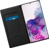 A black flip case for a Samsung Galaxy S20 Plus phone, with a credit card inserted into a slot. Produktbild-Vorschau