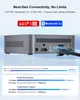 A marketing image showing the back of a mini PC with connectivity features highlighted. Produktbild-Vorschau