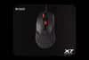 A black gaming mouse on a black mousepad. Anteprima dell’immagine prodotto