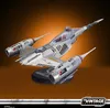 A Star Wars N-1 Starfighter model on a display stand against an orange gradient background. Náhled obrázku produktu