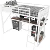 Lit mezzanine 90x200 cm avec éclairage LED, bureau, Voir les images du produit 8