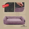 Collage showing details of a dog bed, including its material, zipper, and a 'Made in EU' tag. Produktbild-Vorschau